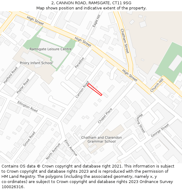 2, CANNON ROAD, RAMSGATE, CT11 9SG: Location map and indicative extent of plot