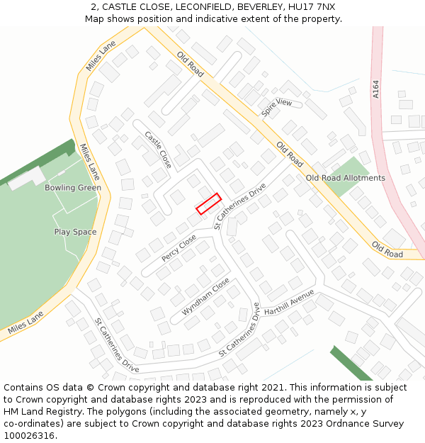 2, CASTLE CLOSE, LECONFIELD, BEVERLEY, HU17 7NX: Location map and indicative extent of plot