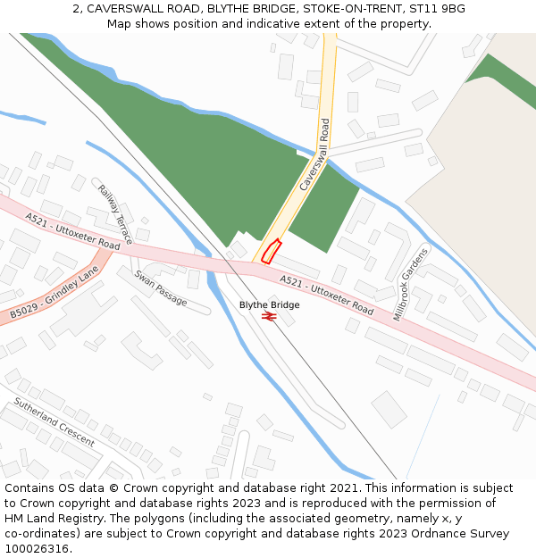 2, CAVERSWALL ROAD, BLYTHE BRIDGE, STOKE-ON-TRENT, ST11 9BG: Location map and indicative extent of plot