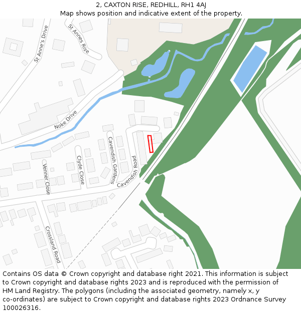 2, CAXTON RISE, REDHILL, RH1 4AJ: Location map and indicative extent of plot