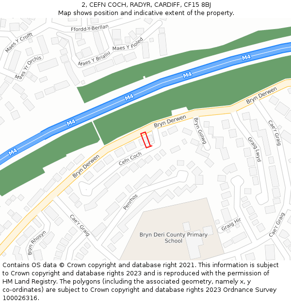 2, CEFN COCH, RADYR, CARDIFF, CF15 8BJ: Location map and indicative extent of plot