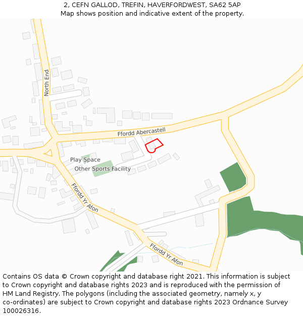 2, CEFN GALLOD, TREFIN, HAVERFORDWEST, SA62 5AP: Location map and indicative extent of plot