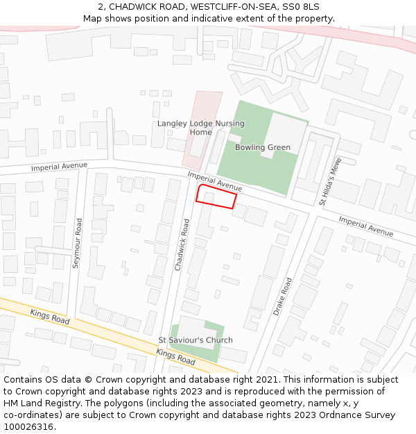 2, CHADWICK ROAD, WESTCLIFF-ON-SEA, SS0 8LS: Location map and indicative extent of plot