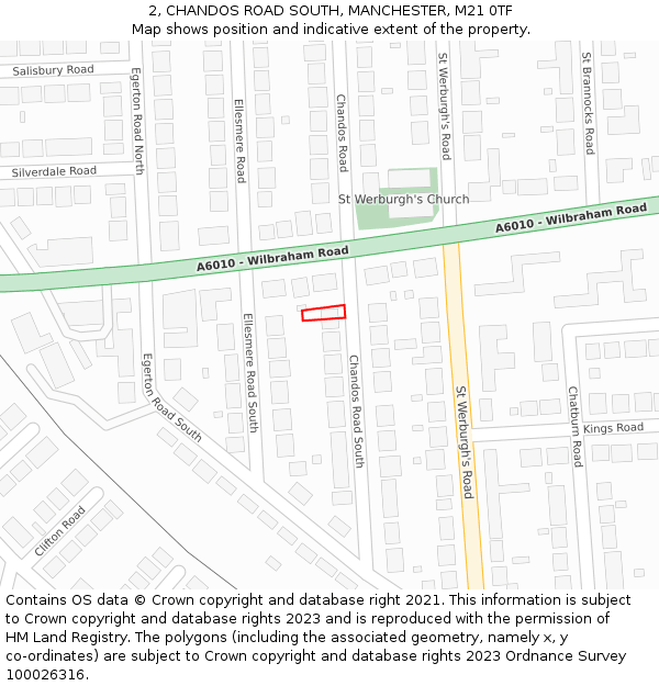 2, CHANDOS ROAD SOUTH, MANCHESTER, M21 0TF: Location map and indicative extent of plot