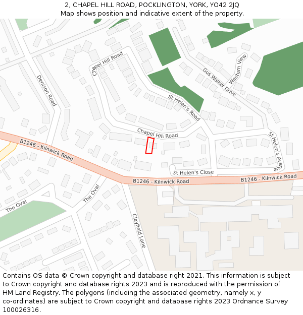 2, CHAPEL HILL ROAD, POCKLINGTON, YORK, YO42 2JQ: Location map and indicative extent of plot