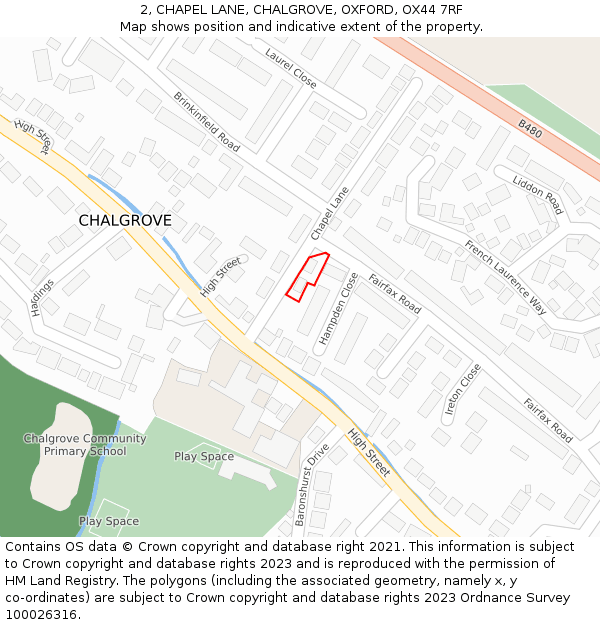 2, CHAPEL LANE, CHALGROVE, OXFORD, OX44 7RF: Location map and indicative extent of plot