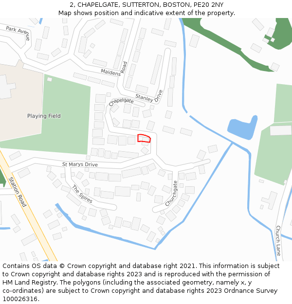 2, CHAPELGATE, SUTTERTON, BOSTON, PE20 2NY: Location map and indicative extent of plot