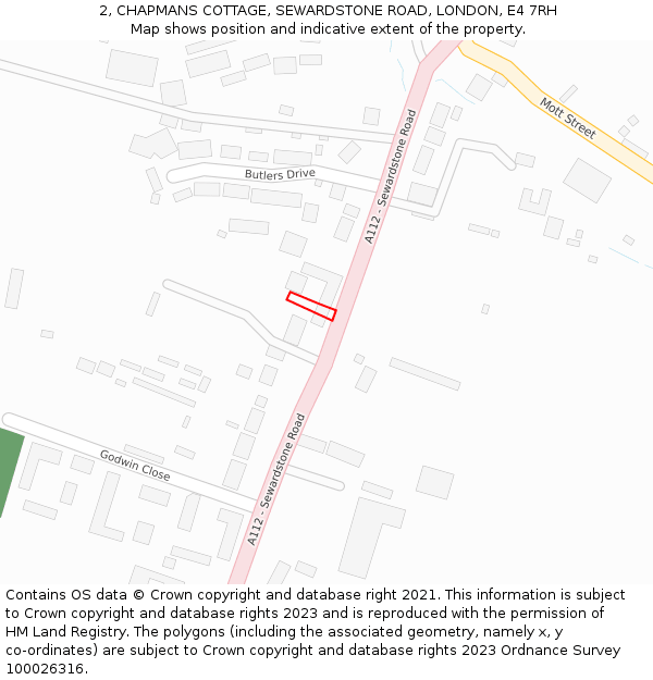 2, CHAPMANS COTTAGE, SEWARDSTONE ROAD, LONDON, E4 7RH: Location map and indicative extent of plot