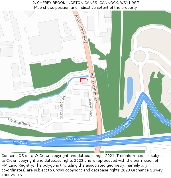 2, CHERRY BROOK, NORTON CANES, CANNOCK, WS11 9SZ: Location map and indicative extent of plot