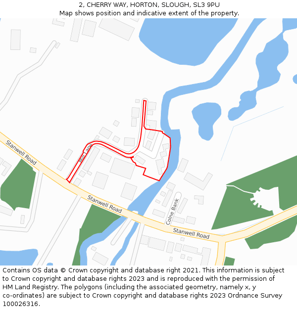2, CHERRY WAY, HORTON, SLOUGH, SL3 9PU: Location map and indicative extent of plot