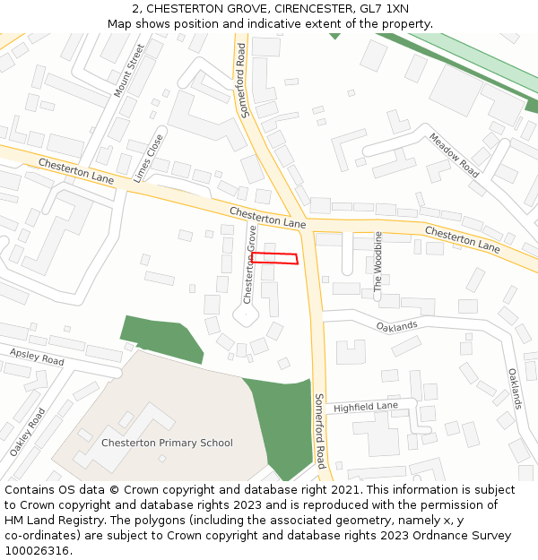 2, CHESTERTON GROVE, CIRENCESTER, GL7 1XN: Location map and indicative extent of plot