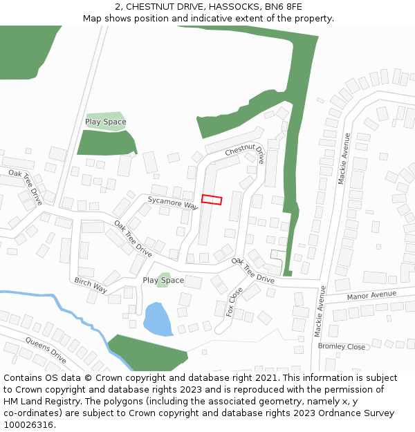 2, CHESTNUT DRIVE, HASSOCKS, BN6 8FE: Location map and indicative extent of plot