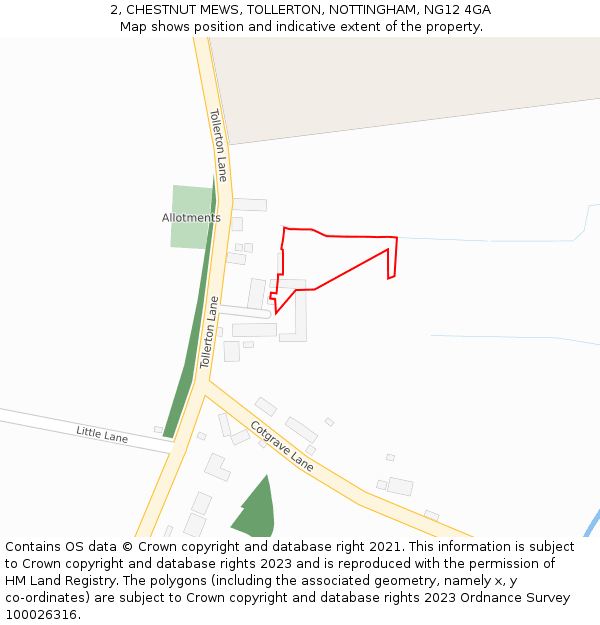 2, CHESTNUT MEWS, TOLLERTON, NOTTINGHAM, NG12 4GA: Location map and indicative extent of plot