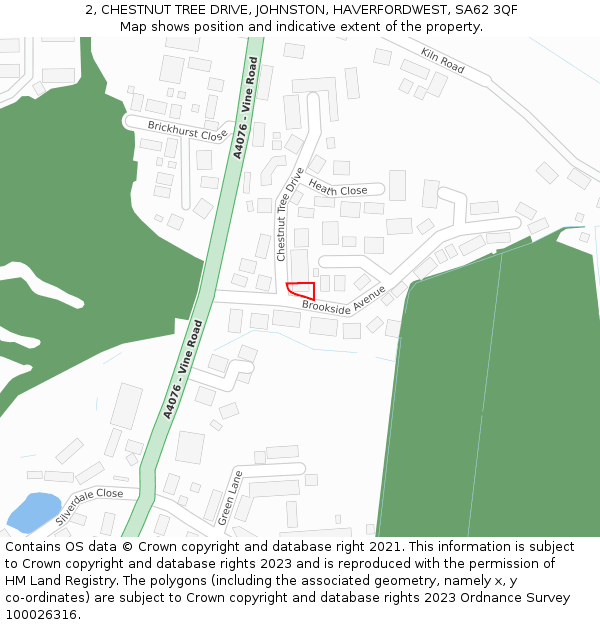 2, CHESTNUT TREE DRIVE, JOHNSTON, HAVERFORDWEST, SA62 3QF: Location map and indicative extent of plot