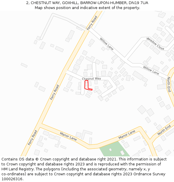 2, CHESTNUT WAY, GOXHILL, BARROW-UPON-HUMBER, DN19 7UA: Location map and indicative extent of plot