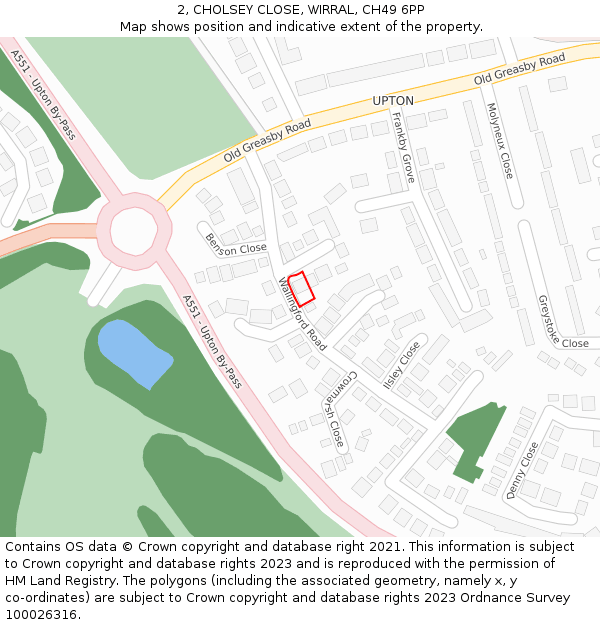 2, CHOLSEY CLOSE, WIRRAL, CH49 6PP: Location map and indicative extent of plot