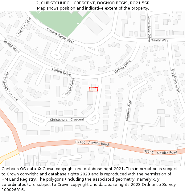 2, CHRISTCHURCH CRESCENT, BOGNOR REGIS, PO21 5SP: Location map and indicative extent of plot