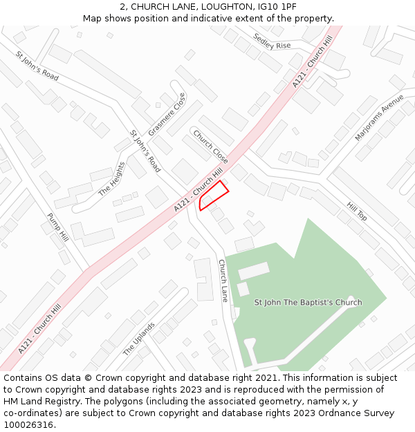 2, CHURCH LANE, LOUGHTON, IG10 1PF: Location map and indicative extent of plot