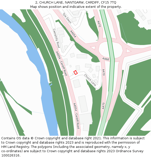 2, CHURCH LANE, NANTGARW, CARDIFF, CF15 7TQ: Location map and indicative extent of plot