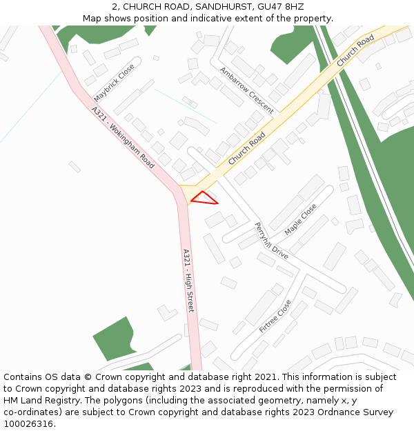 2, CHURCH ROAD, SANDHURST, GU47 8HZ: Location map and indicative extent of plot