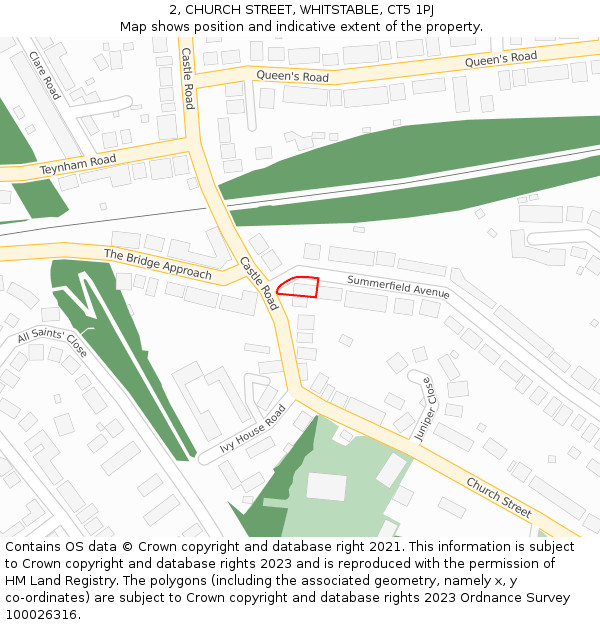 2, CHURCH STREET, WHITSTABLE, CT5 1PJ: Location map and indicative extent of plot