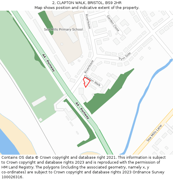 2, CLAPTON WALK, BRISTOL, BS9 2HR: Location map and indicative extent of plot