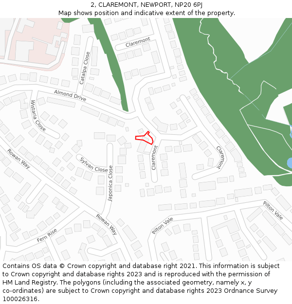 2, CLAREMONT, NEWPORT, NP20 6PJ: Location map and indicative extent of plot