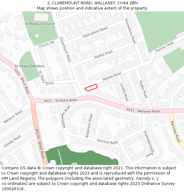 2, CLAREMOUNT ROAD, WALLASEY, CH44 2BN: Location map and indicative extent of plot