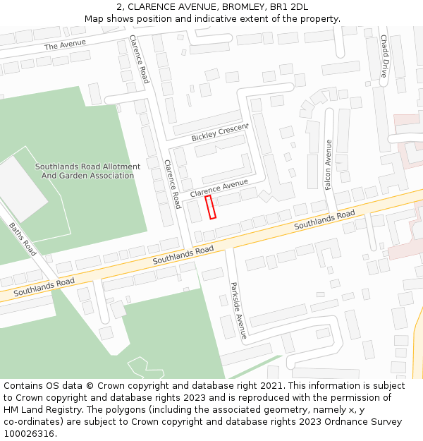 2, CLARENCE AVENUE, BROMLEY, BR1 2DL: Location map and indicative extent of plot