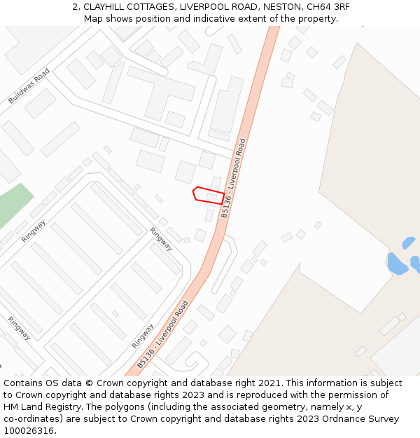 2, CLAYHILL COTTAGES, LIVERPOOL ROAD, NESTON, CH64 3RF: Location map and indicative extent of plot