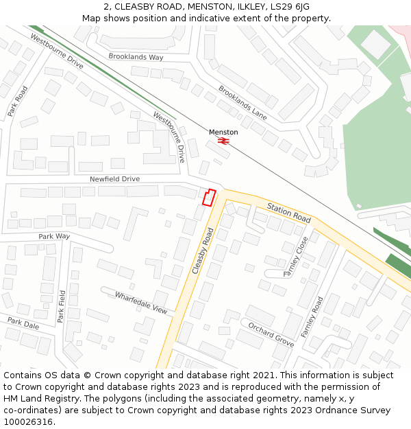 2, CLEASBY ROAD, MENSTON, ILKLEY, LS29 6JG: Location map and indicative extent of plot