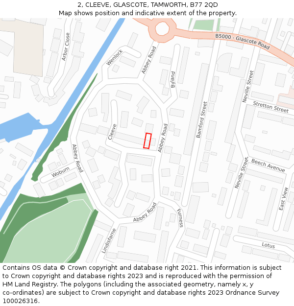 2, CLEEVE, GLASCOTE, TAMWORTH, B77 2QD: Location map and indicative extent of plot