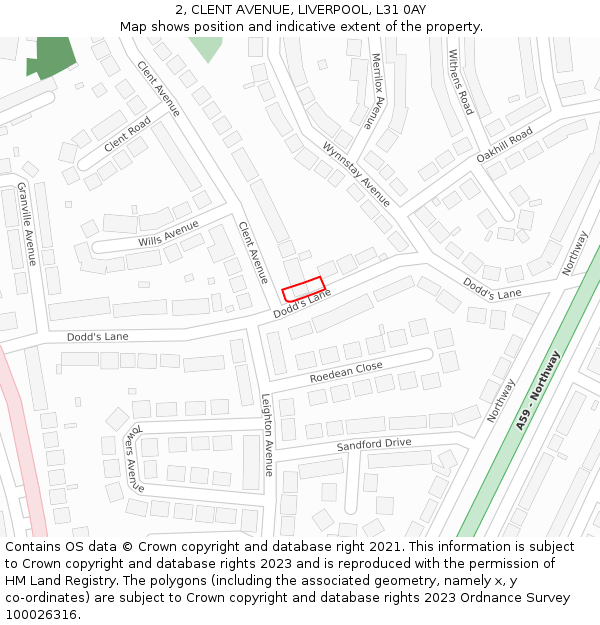 2, CLENT AVENUE, LIVERPOOL, L31 0AY: Location map and indicative extent of plot