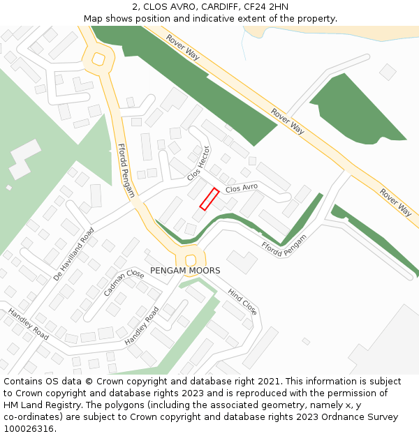 2, CLOS AVRO, CARDIFF, CF24 2HN: Location map and indicative extent of plot