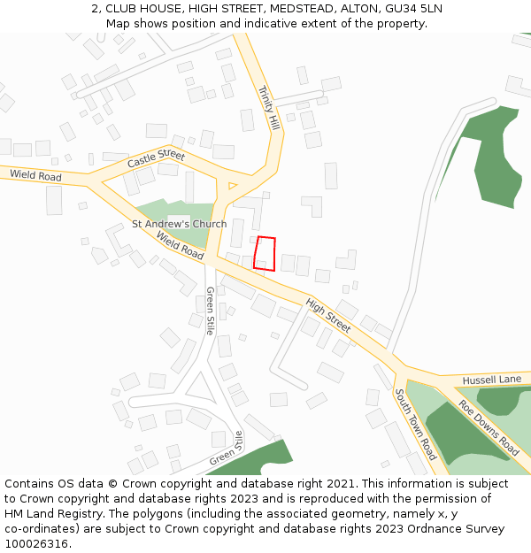 2, CLUB HOUSE, HIGH STREET, MEDSTEAD, ALTON, GU34 5LN: Location map and indicative extent of plot