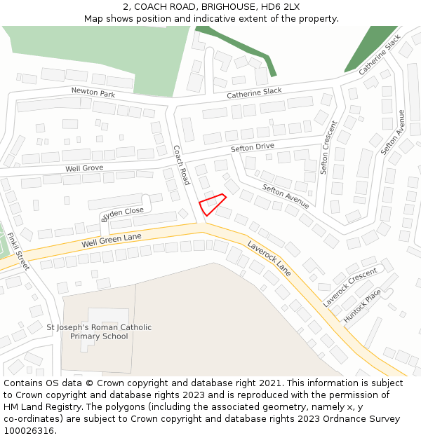 2, COACH ROAD, BRIGHOUSE, HD6 2LX: Location map and indicative extent of plot