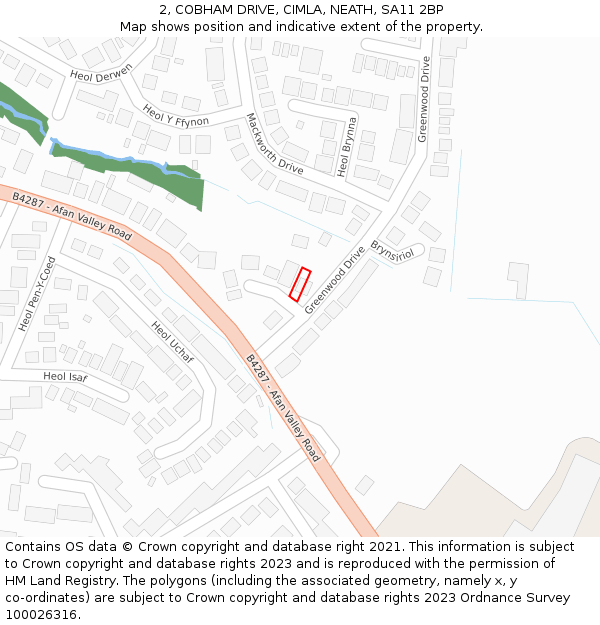 2, COBHAM DRIVE, CIMLA, NEATH, SA11 2BP: Location map and indicative extent of plot