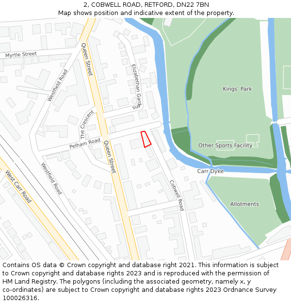 2, COBWELL ROAD, RETFORD, DN22 7BN: Location map and indicative extent of plot