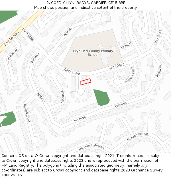 2, COED Y LLYN, RADYR, CARDIFF, CF15 8RF: Location map and indicative extent of plot