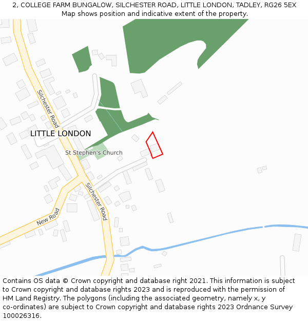 2, COLLEGE FARM BUNGALOW, SILCHESTER ROAD, LITTLE LONDON, TADLEY, RG26 5EX: Location map and indicative extent of plot