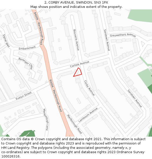 2, CORBY AVENUE, SWINDON, SN3 1PX: Location map and indicative extent of plot