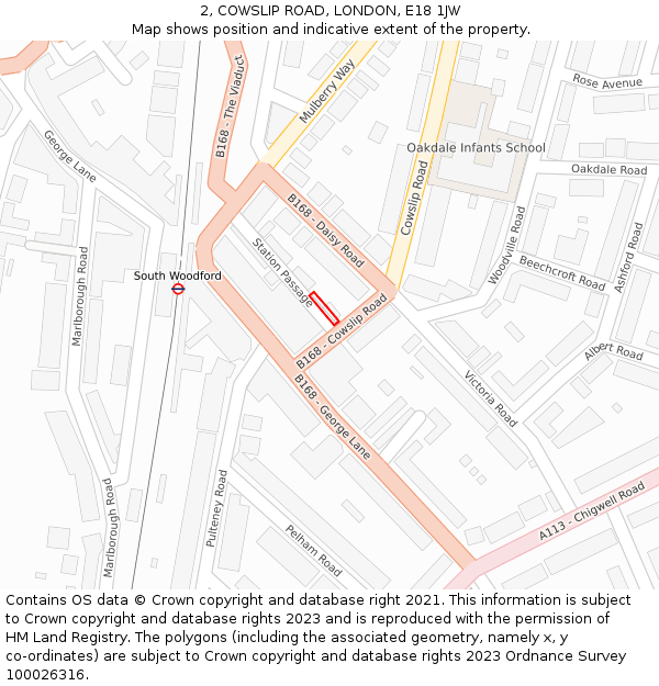 2, COWSLIP ROAD, LONDON, E18 1JW: Location map and indicative extent of plot