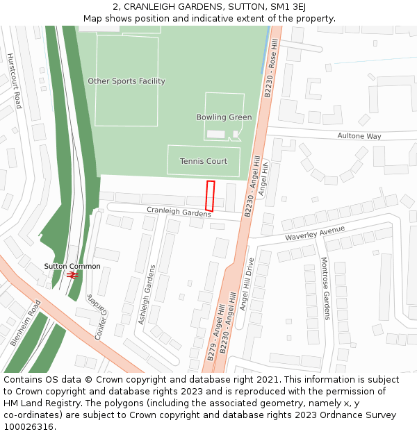 2, CRANLEIGH GARDENS, SUTTON, SM1 3EJ: Location map and indicative extent of plot