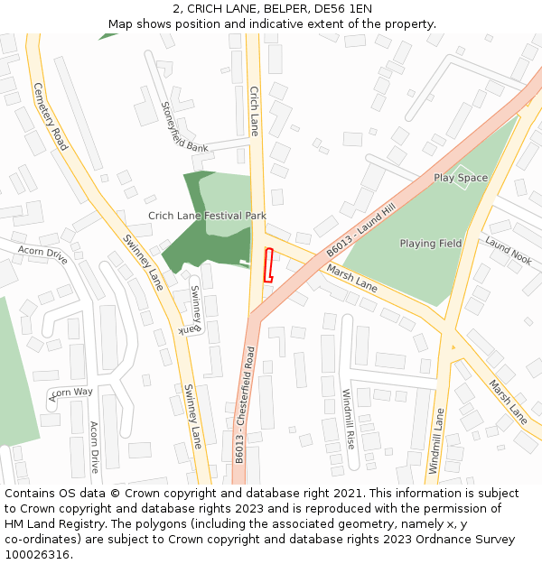 2, CRICH LANE, BELPER, DE56 1EN: Location map and indicative extent of plot