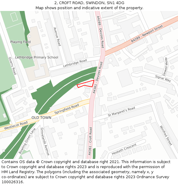 2, CROFT ROAD, SWINDON, SN1 4DG: Location map and indicative extent of plot