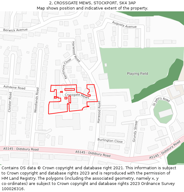 2, CROSSGATE MEWS, STOCKPORT, SK4 3AP: Location map and indicative extent of plot