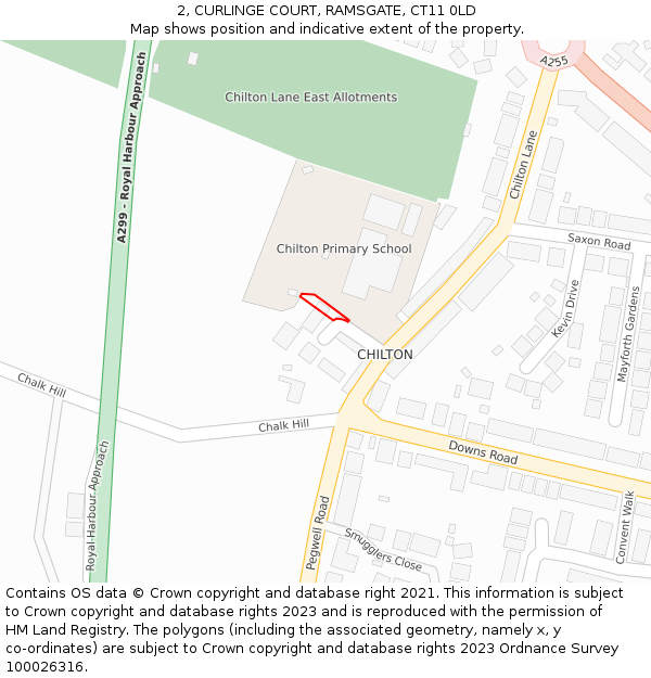 2, CURLINGE COURT, RAMSGATE, CT11 0LD: Location map and indicative extent of plot