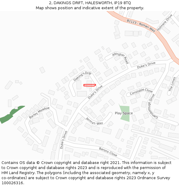 2, DAKINGS DRIFT, HALESWORTH, IP19 8TQ: Location map and indicative extent of plot