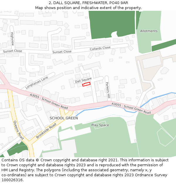 2, DALL SQUARE, FRESHWATER, PO40 9AR: Location map and indicative extent of plot