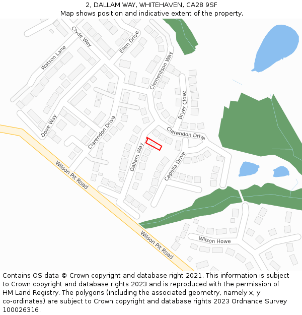 2, DALLAM WAY, WHITEHAVEN, CA28 9SF: Location map and indicative extent of plot